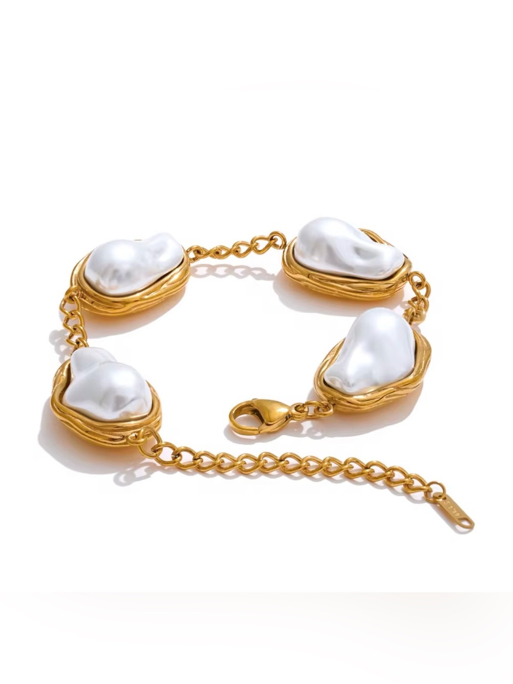 Gold-Tone Baroque Pearl Bracelet - White Pearls
